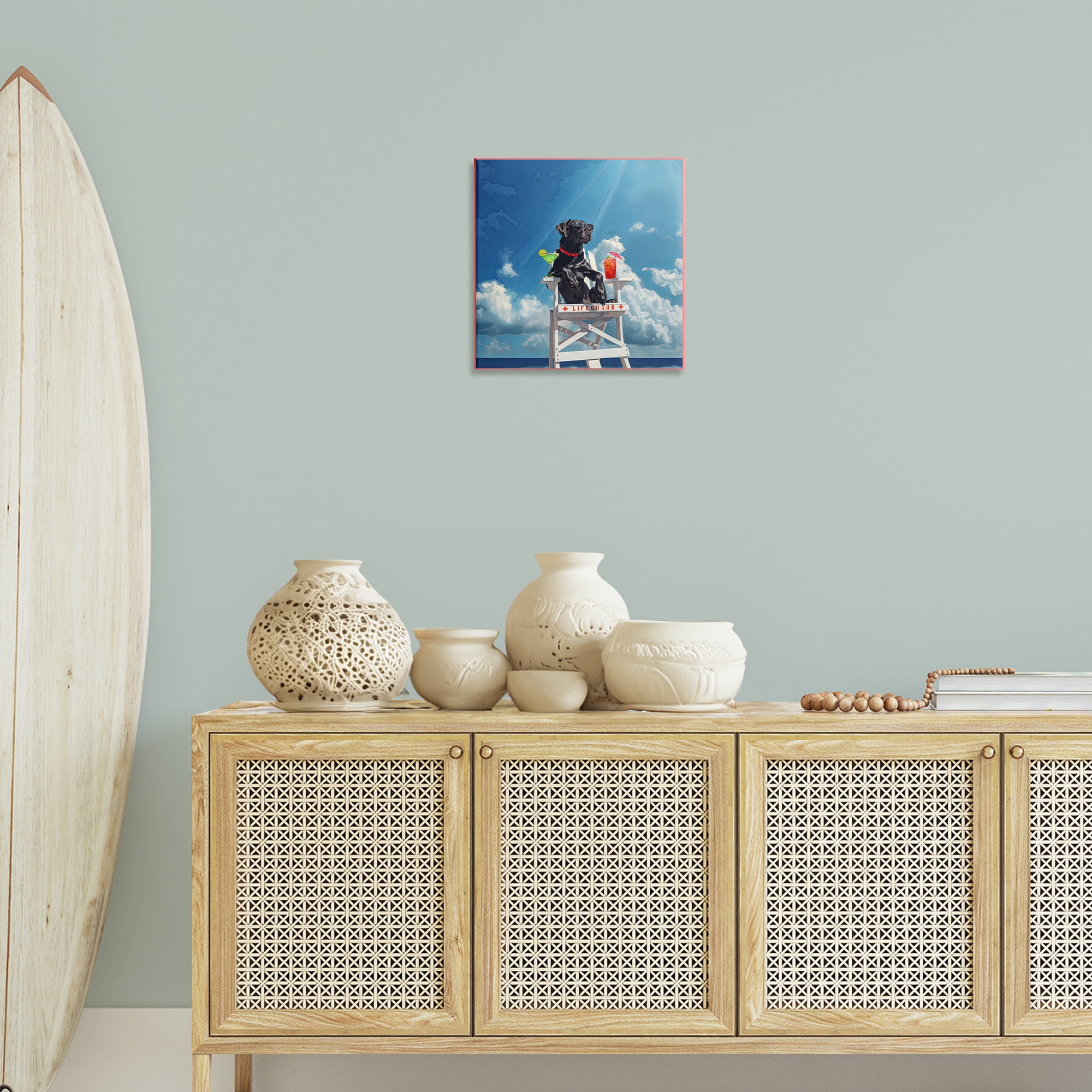 Stupell Industries Guard Dog Lifeguard Nautical & Beach Painting Wrapped Canvas Art Print Wall Art, 17 x 17