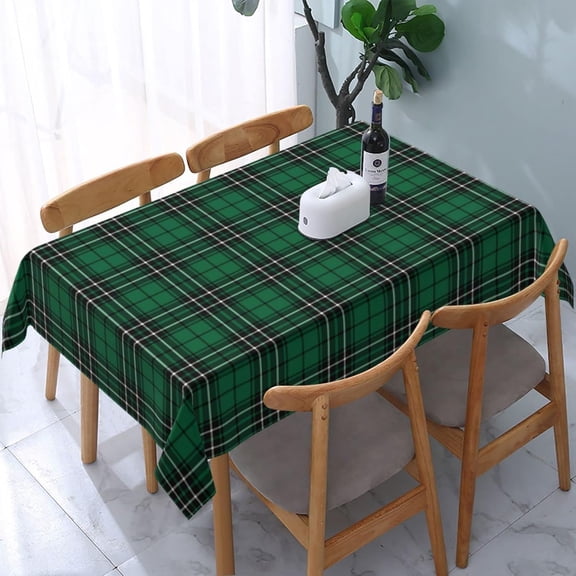 Washable Tablecloth, Green Plaid Clan MacLean Hunting Tartan Rectangle Table Cover, Spillproof & Wrinkle-Free, for Farmhouse, Kitchen, Dining Room, Picnic Parties, 60 X 84 Inches
