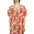 thumbnail image 5 of Bimba Women's Floral Maxi Peach Long Kaftan Cotton Coverup Bridesmaid Dress-4, 5 of 5
