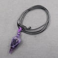 thumbnail image 5 of Collar de piedras de cristal curativo de piedra natural con colgante de punta facetada para hombre y mujer, negro y morado ER, 5 of 5
