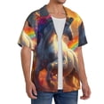 thumbnail image 2 of Rateoe Rainbow Sunset Cloud White Horse Pattern Men's Short Sleeve Classic Shirt, Casual Short-Sleeved Shirt, Lightweight Summer Shirt, Cuban Collar Shirt,Button-Front Shirt-Large, 2 of 5