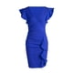 thumbnail image 4 of VISgogo Vestido de manga corta ajustado para mujer, de una pieza con escote en V profundo de color sólido en 10 colores, S / M / L / XL VISgogo moda, 4 of 9