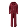 thumbnail image 4 of Aihuaihua Lounge Sets For Women 2025 Zip up Collared Sweatshirt and Wide Leg Sweatpant 2 Piece Outfits Ribbed Sweatsuit Tracksuit Red, 4 of 4