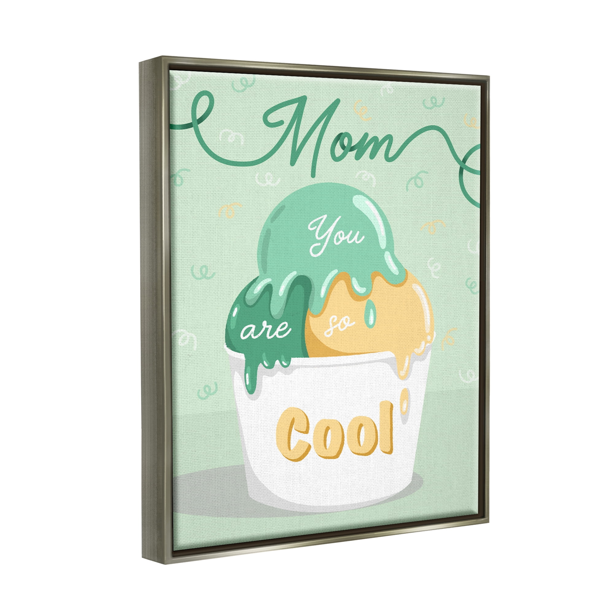 Stupell Industries Mom You Are So Cool Ice Cream Holiday Painting Gray Floater Framed Art Print Wall Art