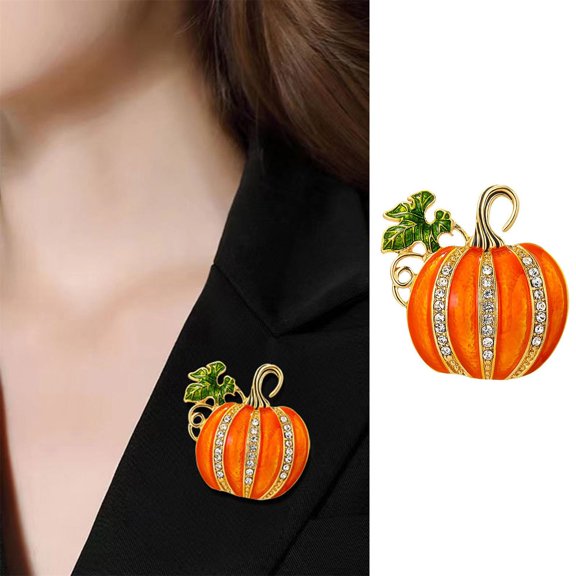 Halloween Rhinestone Pumpkin Brooch, European And American Decorative Oil Dripping Cardigan Brooch, Buttonhole, Jacket, Sweater Accessory, Chest Flower Button, 1* Corsage Buttons, Orange