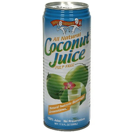 Amy & Brian Unsweetened Coconut Juice, 17.5FO (Pack of