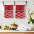 thumbnail image 3 of Red Morocco Kitchen Towels Set of 2, Ocean Nautical Anchor Stripe Geometric Absorbent Dish Towels for Kitchen, Microfiber Hand Towel, Quick Drying Tea Towel for Cleaning Decorative Dishcloths, 3 of 7