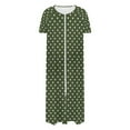 thumbnail image 5 of Fartey Zipper Front Robes for Women Loose Casual Short Sleeve Crew Neck House Coat Funny Polka Dots Print Nightgown Lightweight Long Loungewear with Pockets Green 2XL, 5 of 8