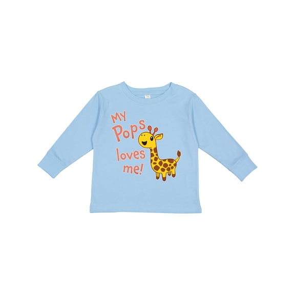 Inktastic My Pops Loves me- cute giraffe Boys or Girls Long Sleeve Toddler T-Shirt