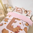 thumbnail image 2 of Erosebridal Kawaii Capybara Letter Monogrammed L Queen Duvet Cover Set For Boys Girls,Cute Food Fruit Food Animal Bedding For Kids,3 Pieces,No Comforter,Pink Reversible, 2 of 6