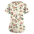 thumbnail image 5 of Uniform Scrubs for Women,Floral Print Scrub Tops - Side Pocket Design for Nurses & Healthcare Workers - Beige - XXXXL, 5 of 5