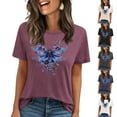 thumbnail image 4 of Short Sleeve T Shirts Women's Dragonfly Flower Graphic Tees Crewneck Casual Loose 2025 Summer Vintage Boho Tops, 4 of 5