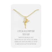 Tooth Fairy Necklace - Pendant with Message from Your Tooth Fairy - Token Gift for Girls, Kids & Children