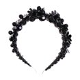 thumbnail image 2 of Diadema con para mujer Decoración de aro de pelo de cristal Favor de fiesta Diadema de Sombrero ancho hecho a mano para disfraces Negro, 2 of 8