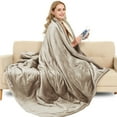 thumbnail image 2 of Electric Blanket Queen,Heated Blanket Throw with 10 Heat Settings/Safety 10 Hours Auto-Off Dual Controllers 84"x90" Linen, 2 of 10
