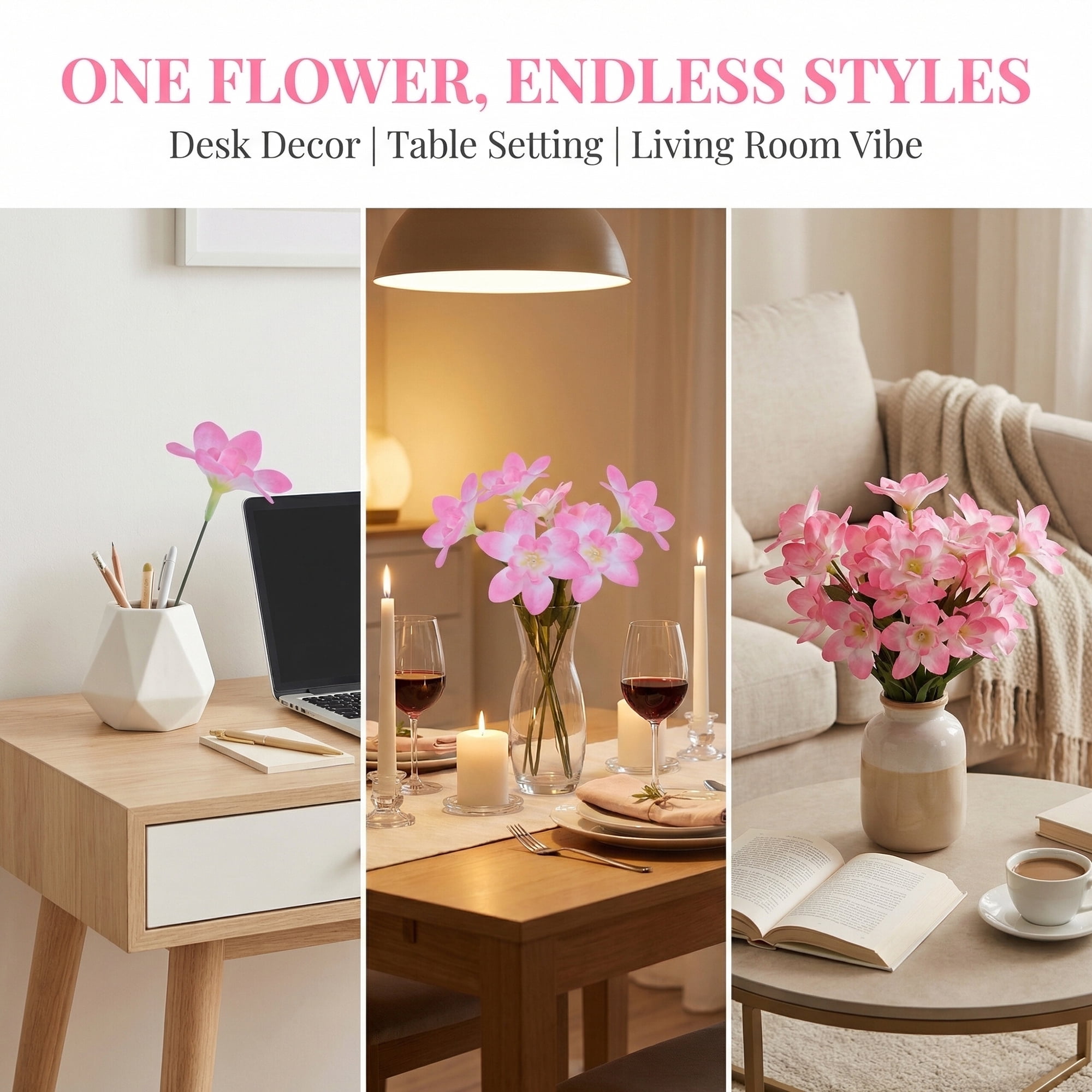 Unique Bargains Artificial Orchid Flowers Detachable HeadsSilk Phalaenopsis Pink 5.9 in