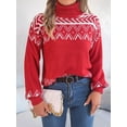 thumbnail image 6 of Women'S Sweaters Pullover Casual Long Sleeve Warm Sweaters Jumper Tops Fuzzy Knit Chunky Oversized Sweater Red S, 6 of 8