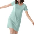 thumbnail image 2 of Naittoop Bulit-in-Bra Nightgowns for Women Loose Crew Neck Sleepshirt Short Sleeve Comfy Pullover Pajamas Nightdress, 2 of 5