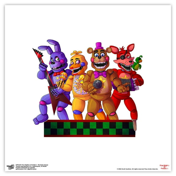 Gallery Pops Five Nights at Freddy's - Rockstar Group Wall Art, Unframed Version, 12" x 12"