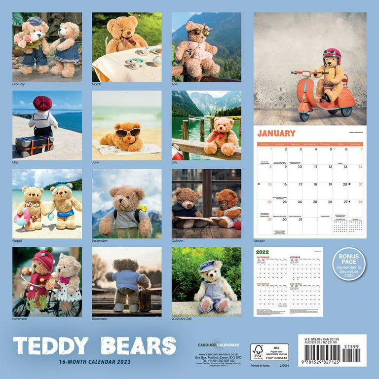 2022 Wall Calendar Teddy Bears with Love 12 x 12 in, 16 Months with 180  Stickers, PACK - Harris Teeter
