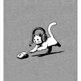 thumbnail image 2 of Gaming Cat Chasing Computer Mouse Adult Heather Gray Crew Neck Short Sleeve Tee-Medium, 2 of 4