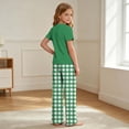 thumbnail image 6 of LEKWK Boys Girls 2 Piece Pajama Set Short Sleeve T-Shirts and Plaid Pants Kids Comfy Lounge Tracksuits Summer Fashion Home Sleepwear 2-14Y, 6 of 9