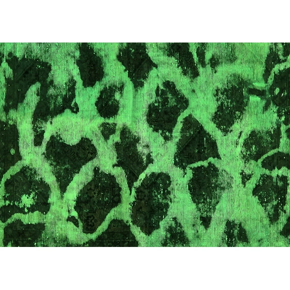 Ahgly Company Indoor Rectangle Abstract Green Modern Area Rugs, 2' x 3'