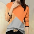 thumbnail image 2 of GigrtiJin Women's Basic Colorblock Tops Round Neck Long Sleeves Casual Loose Blouse Comfy Pullover Fall Shirts, 2 of 5
