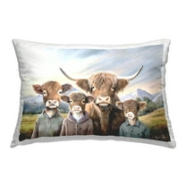 Stupell Industries Cattle Family Portrait Decorative Printed Throw Pillow Design by Marla Rae.