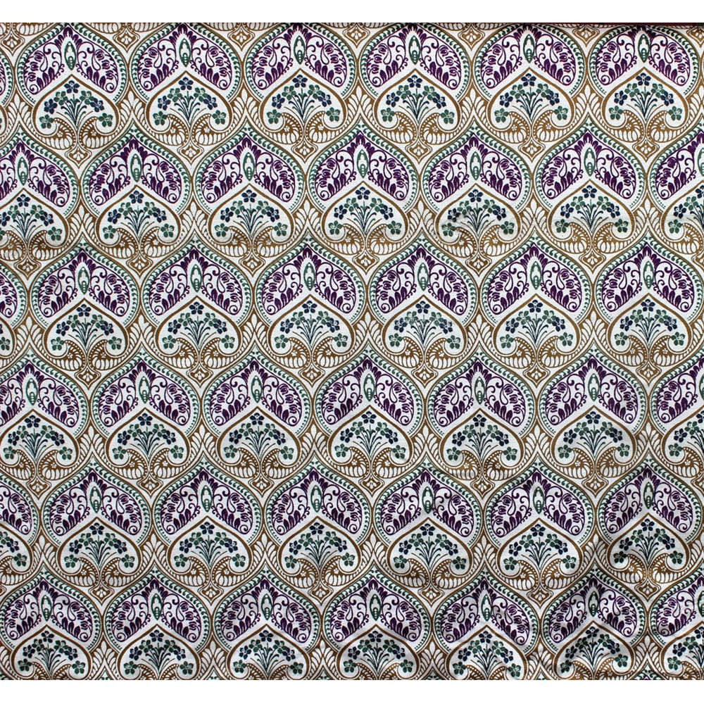 Fabric Mart Direct Multi Color Cotton Viscose Velvet Fabric By The Yard, 54 inches or 137 cm width, 3 Continuous Yards Multi Cotton Fabric, Moroccan Lotus, Upholstery Drapery Curtain Wholesale Fabric