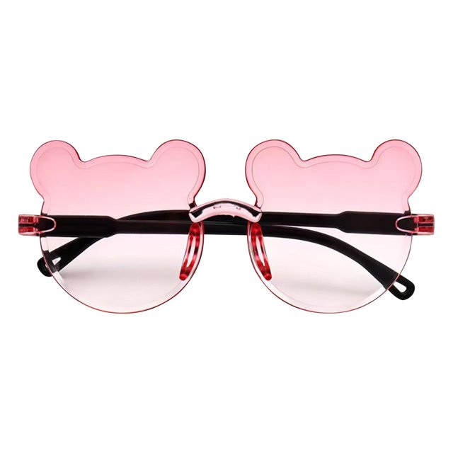 Kids' Bear Shape Sunglasses (2-12Y) - Polarized Uv Protection, Unbreakable Flexible Frame, Cute Cartoon Design For Boys & Girls Pink