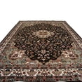 thumbnail image 1 of AHMEDANI Floral Medallion Chocolate Brown Rectangle Area Rug Wool Silk Hand Knotted Carpet (8.11 x 6.1)', 1 of 7