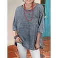 thumbnail image 2 of Camisas de mezclilla de talla grande para mujer, camisa de media manga empalmada, blusa elegante, camisa tejida de algodón, Tops de Moda de Primavera, 2 of 5