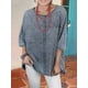 thumbnail image 2 of Camisas de mezclilla de talla grande para mujer, camisa de media manga empalmada, blusa elegante, camisa tejida de algodón, Tops de Moda de Primavera, 2 of 5