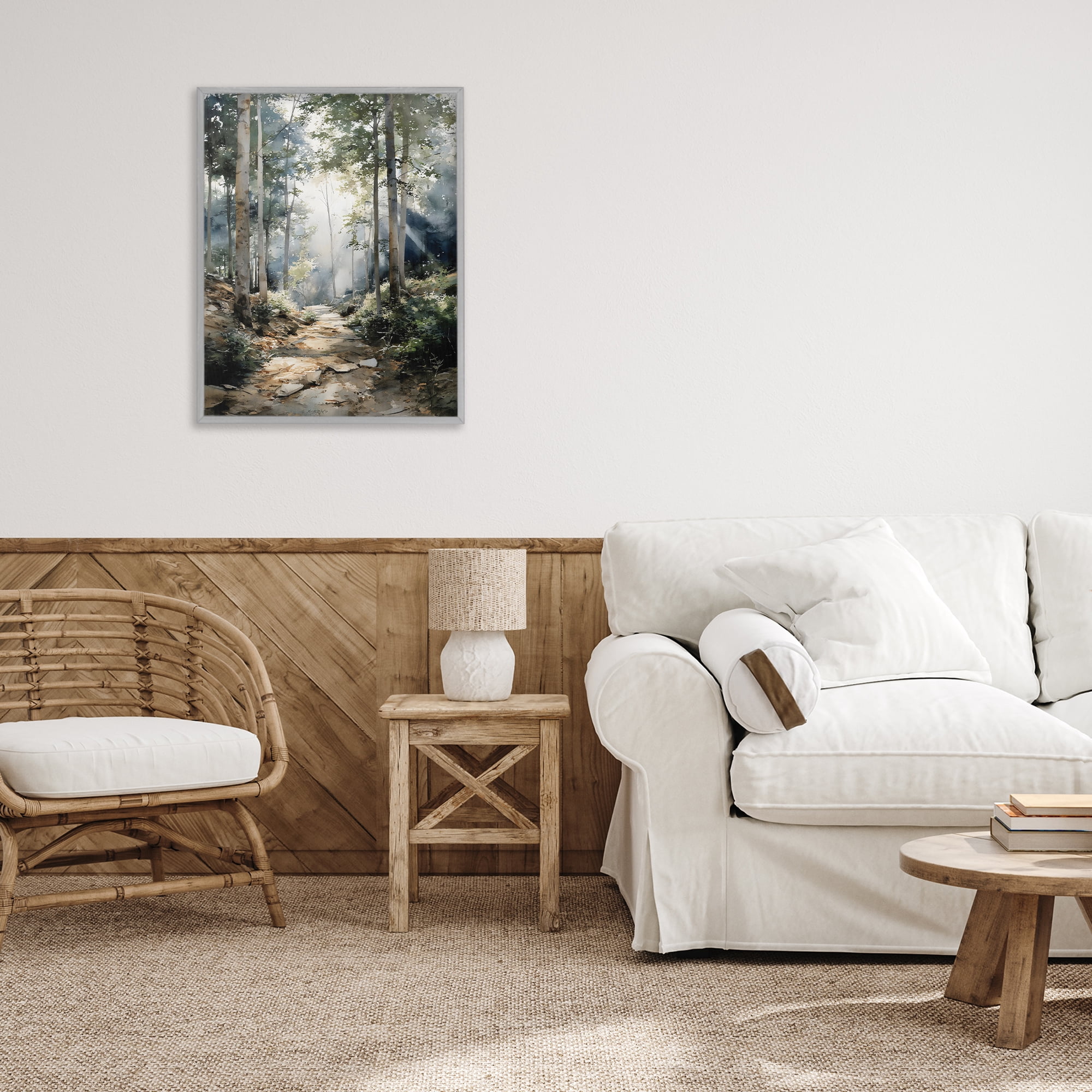 Stupell Industries Through The Woods Pathway Gray Framed Giclee Art, design by Franklyn Gregory