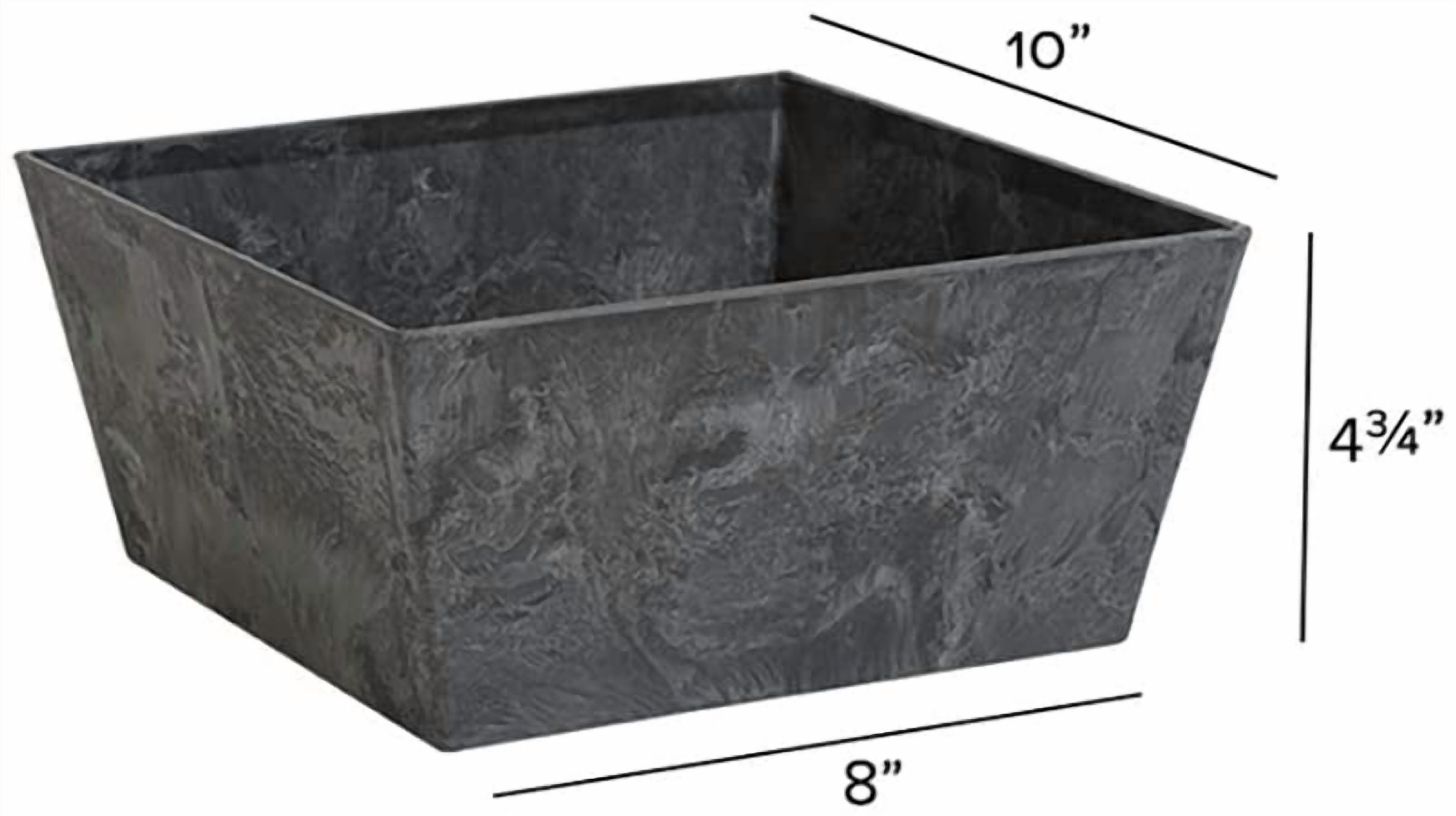 Root & Vessel Ella Low Square Planter, Black, 10"