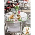thumbnail image 4 of Easter Bunny Outdoor Tablecloth - 54 Inch Round Dining Table Cover, Spring Daisy Botanical Leaves Gray Wooden Waterproof Outdoor Table Cloth with Umbrella Hole & Zipper for Picnic/Patio/Party, 4 of 7