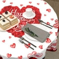 thumbnail image 4 of Valentines Day Tablecloth Round 60 Inch Red Heart Love Turck Table Cloths Circle Red and Back Plaid Table Cover Washable Wipeable Polyester Tabletop for Dining Kitchen Picnic Party Decor, 4 of 7