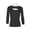 BLACK, variant on NY Crew Neck 3-4 Sleeve Ribbed Pullover Cutout Chest Detail Knit Top-BLACK / L