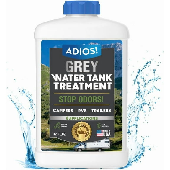 RV Grey Water Tank Treatment and Cleaner, Enzyme Deodorizer for Sink Drains for Camper Gray Tanks