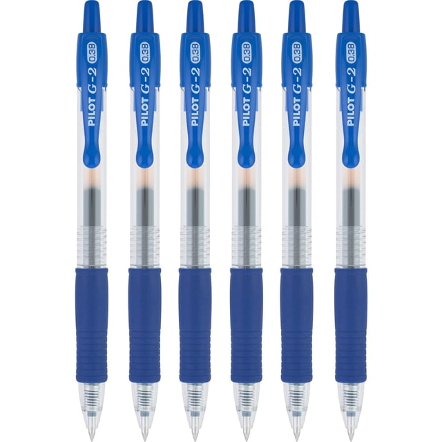 Bolígrafos de gel PILOT G2 retráctiles, ultrafinos, 0,38 mm, tinta azul, 6 unidades