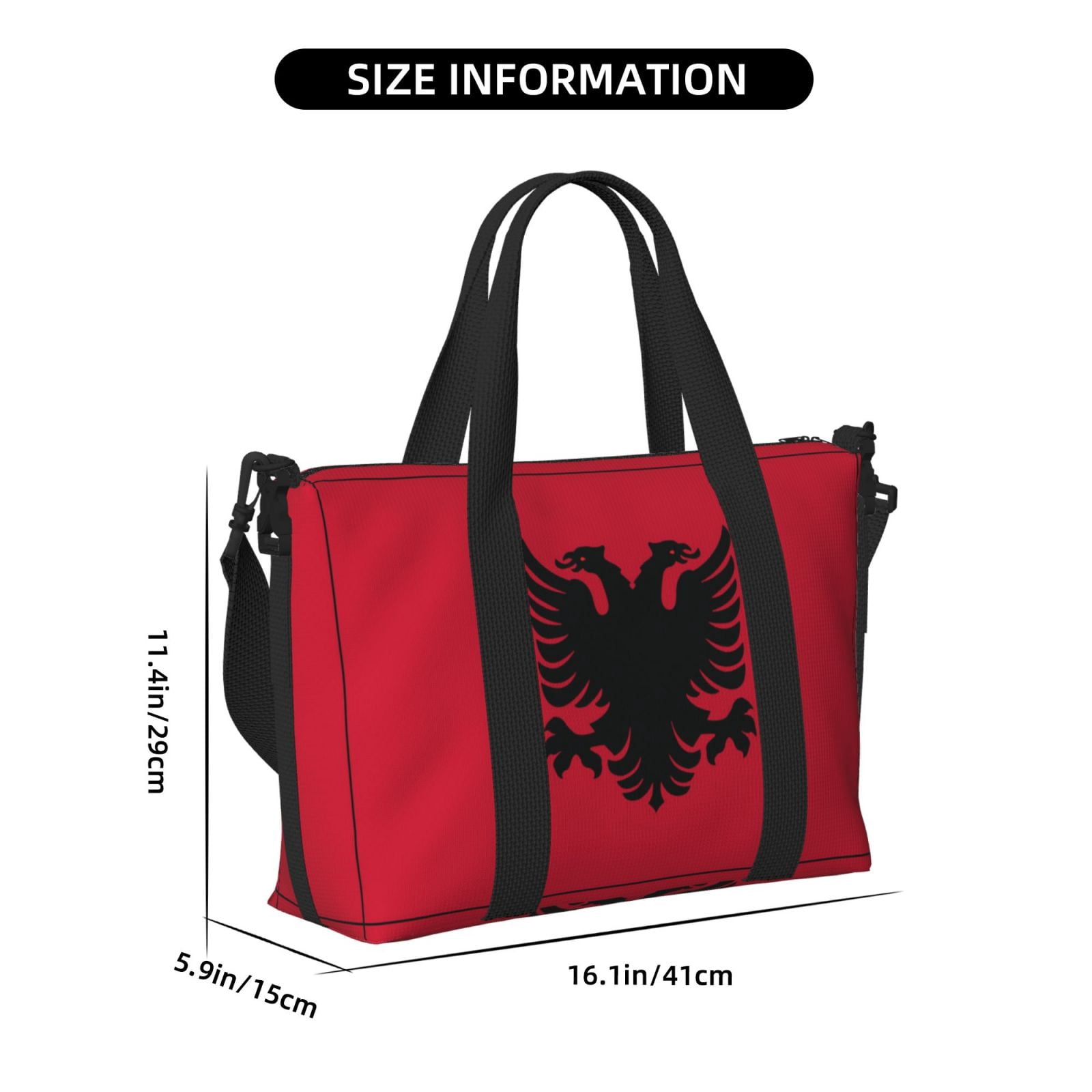 Travel Duffle Bag Albania Flag Weekender Overnight Gym Tote Shoulder Bag Workout Duffel Bag For Women Men
