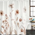 thumbnail image 2 of Brown Red Spring Floral Shower Curtain, Waterproof Shower Curtains for Bathroom, Summer Flowers Botanical Elegant Washable Fabric Bathtub Curtain Set Bath Decor with 12 Hooks Standard 72"x72", 2 of 8