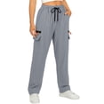 thumbnail image 2 of Minjewel Women's Loose Casual Quick-Dry Cargo Pants with Drawstring, Tactical Trousers for Outdoor, Hiking, and Travel, Comfortable and Durable,Light Gray,M, 2 of 8