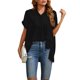 thumbnail image 2 of VISgogo, camisetas de manga corta para mujer, Color sólido/estampado, verano, cuello en V, blusas casuales sueltas, blusa, ropa de calle VISgogo moda, 2 of 8
