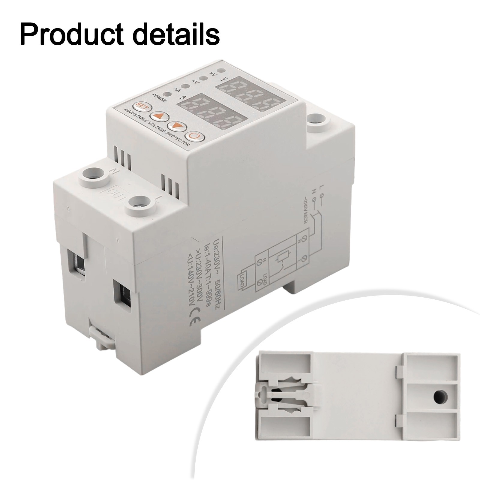 Rail Type 40/63A Adjustable Overvoltage Protector with Overcurrent Protection and Electricity Metering Self-Resetting Mechanism for Home Electrical Safety