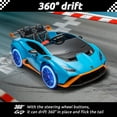thumbnail image 5 of Track Seven 24V Kids Ride on Car, Licensed Lamborghini STO Electric Car with Remote Control, Ride on Drift Car with Foam Front Wheels, Music, 360° Spin, Max Speed 6mph, Ages 3+, Blue, 5 of 9