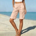 thumbnail image 4 of cocolona Womens Summer Casual Beach Shorts Elastic Waist Splited Wide Leg Knee Length Vacation Shorts with Pockets, 4 of 5