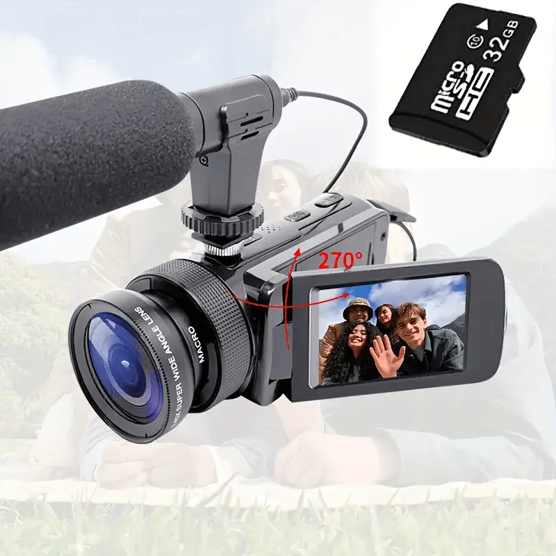 Chumajor Video Camera with External Mic, Full HD 1080P 16MP Camcorder, Vlogging Camera for YouTube with Infrared Night Vision, 16X Digital Zoom 2.4'' LCD Screen Digital Camera, Video Recorder