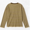 thumbnail image 6 of Hvogkswy Long Sleeve Shirts for Women Trendy Crewneck Cropped Striped T Shirt Loose Casual Pullover Blouses, 6 of 7